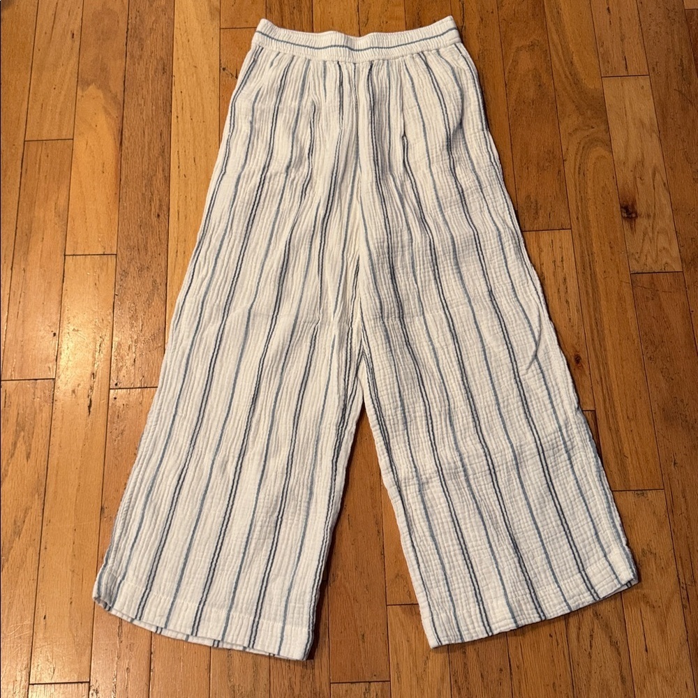 Madewell | Untailored Wide-Leg Crop Pant in Striped Lightspun | Gauzy | Size XS - Picture 2 of 5